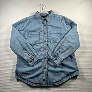 Woolrich Womens Blue Denim Fleece Lined Shirt Jacket Opal 23060 Large